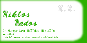 miklos mados business card